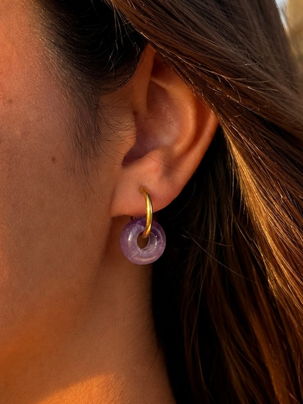 Pendientes de Aro con Piedra Natural