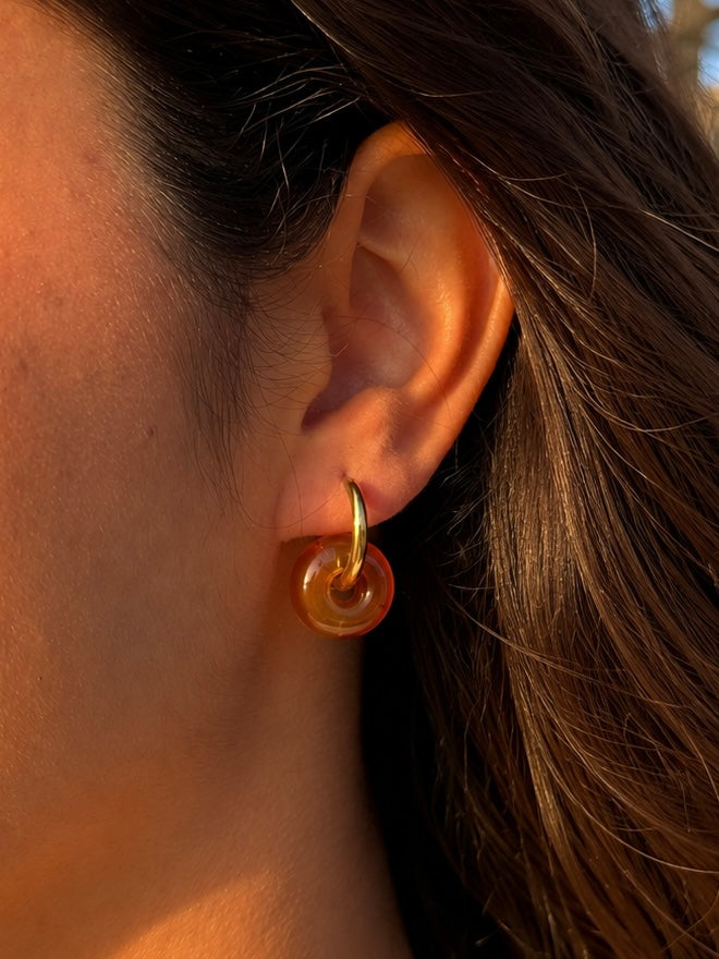 Pendientes de Aro con charm Naranja