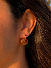 Pendientes de Aro con Charm Naranja 2