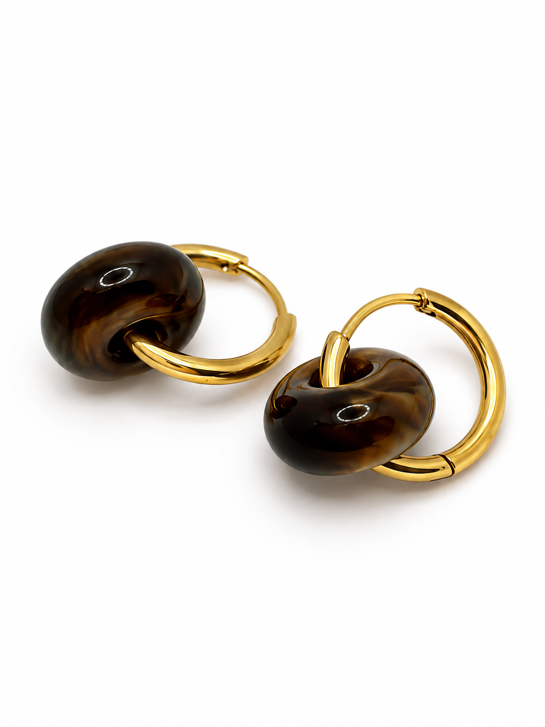 Pendientes de Aro con charm Marrón