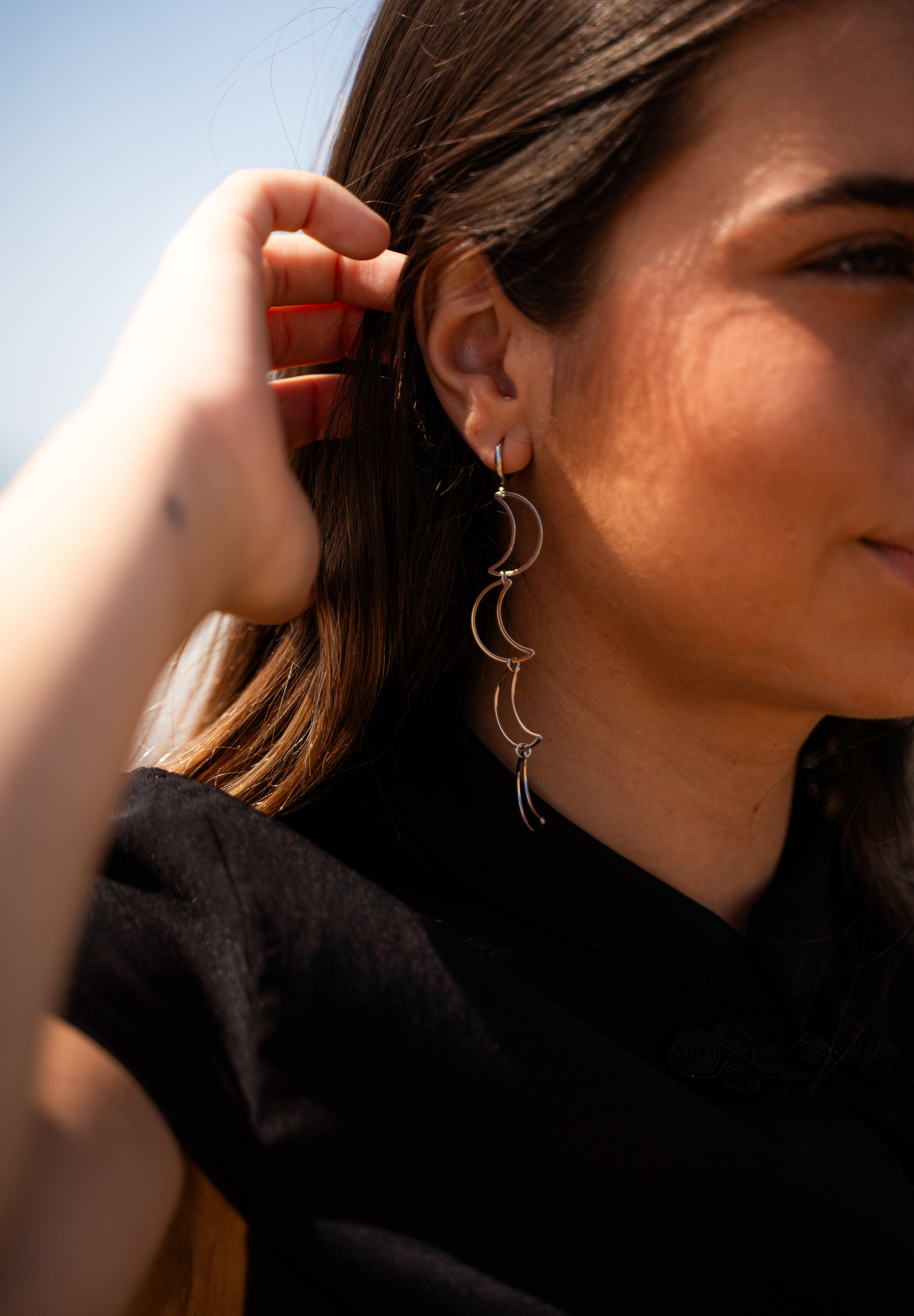 Pendientes Medias Lunas Plateado