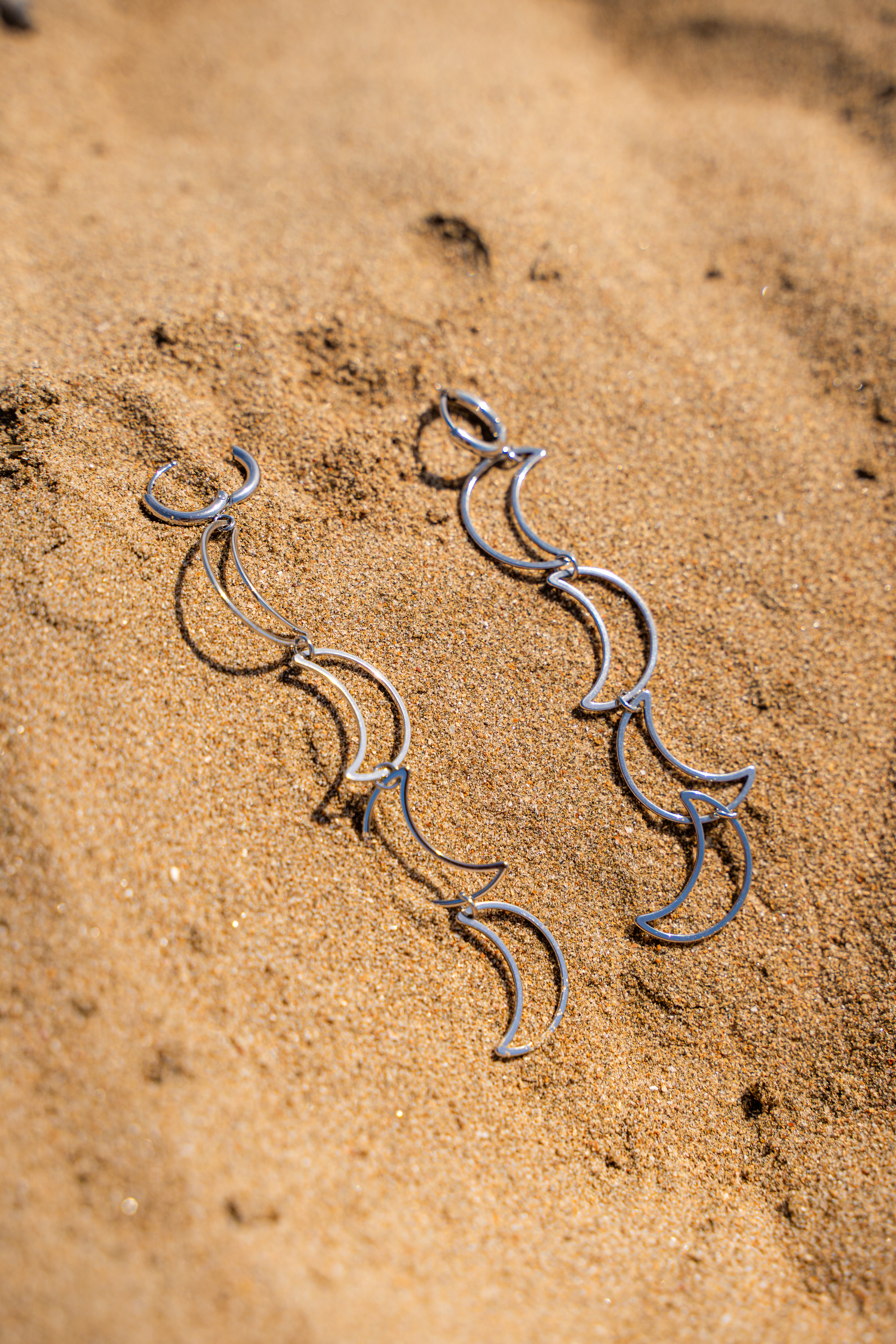 Pendientes Medias Lunas Plateado