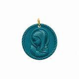 Charm Virgen Niña Azul Petróleo