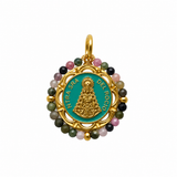 Charm Virgen del Rocío Turquesa  Piedrecitas Multicolor